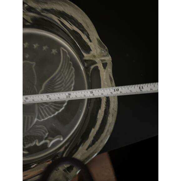 Vintage Indiana Glass Frosted American Eagle Ashtray cigar 10" very heavy 7 star - Picture 3 of 16